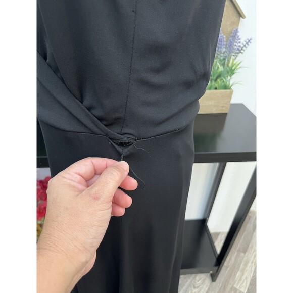 NINE WEST Women’s Dress Size 12 Straps And Sash 100% Silk Asymmetrical V Neck - Picture 7 of 12